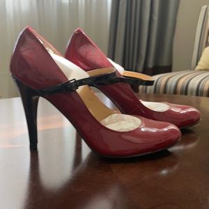 Nine West red patent Mary-Jane high pumps